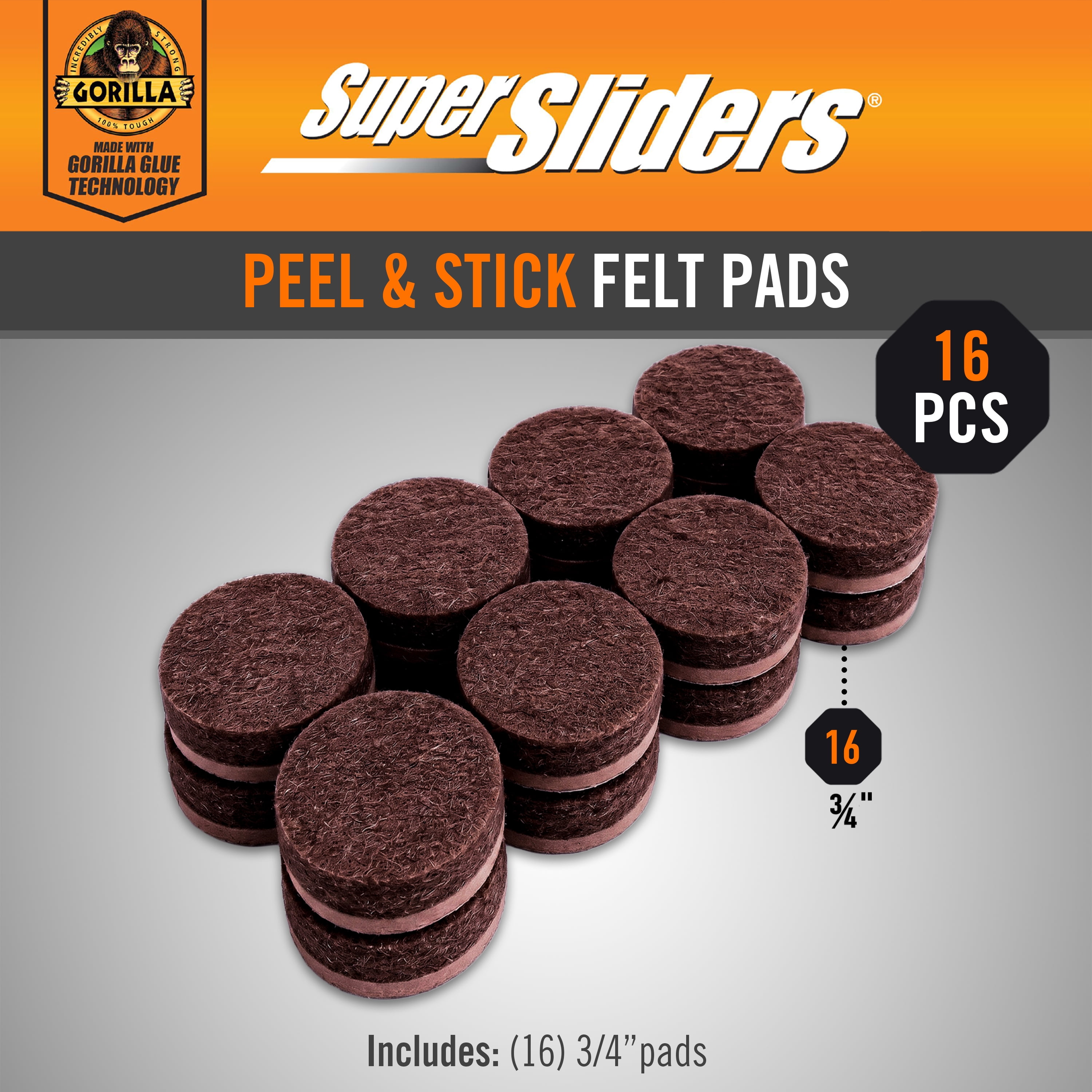SSGG 3/4 Round Brown Felt Pads 16 Pack