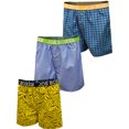thumbnail image 1 of Joe Boxer Mens Joe Boxer Yellow Licky and Blue Woven Cotton 3 Pack Boxers (Small), 1 of 1