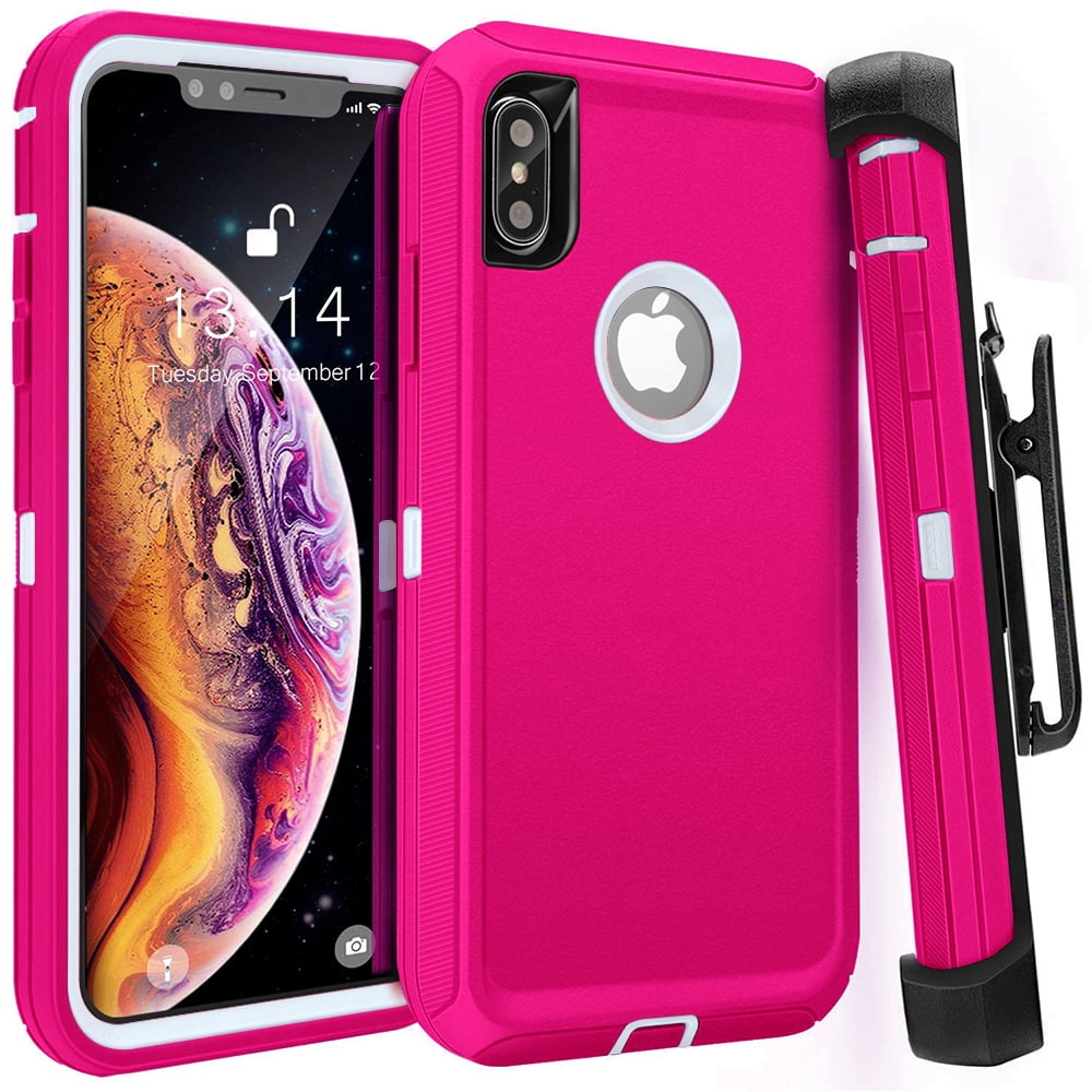 Apple IPhone XR Heavy Duty Defender Armor Hybrid Case Cover With Clip