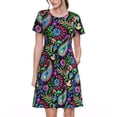 thumbnail image 1 of Balery Watercolor Floral Paisley Vestidos sueltos de manga corta para mujer, vestidos de verano 2025, vestidos casuales de corte A con vuelo., 1 of 6