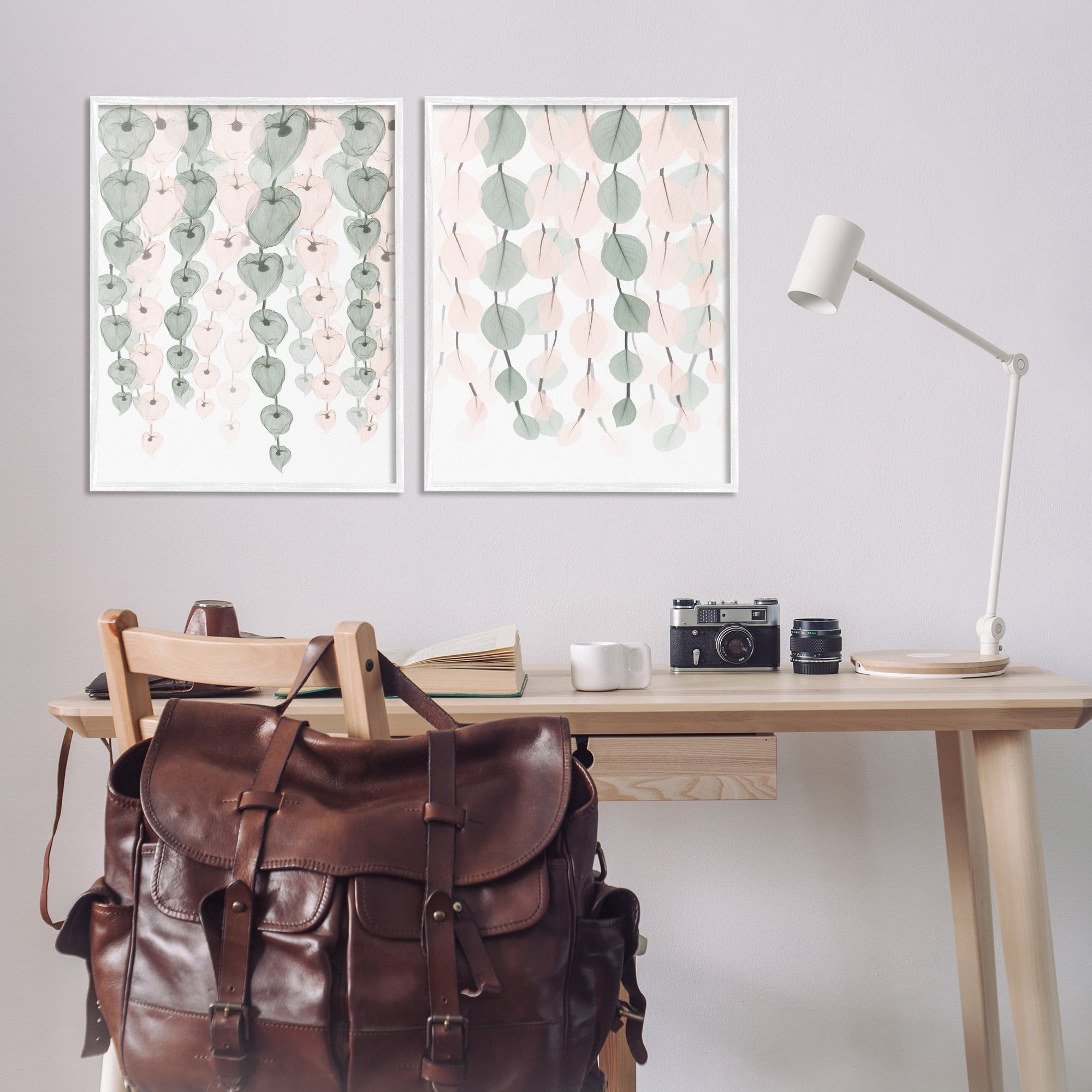 Stupell Industries Translucent Hanging Vines Foliage Botanical & Floral Photography White Framed Art Print Wall Art, 24 x 30, Set of 2