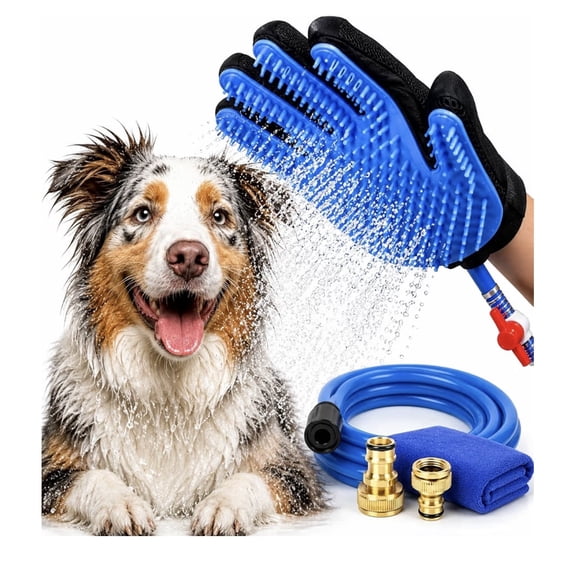 Paw Vibes Bathing Hose Glove for Dogs, Cats & Other Pets with Superior Quality Towel