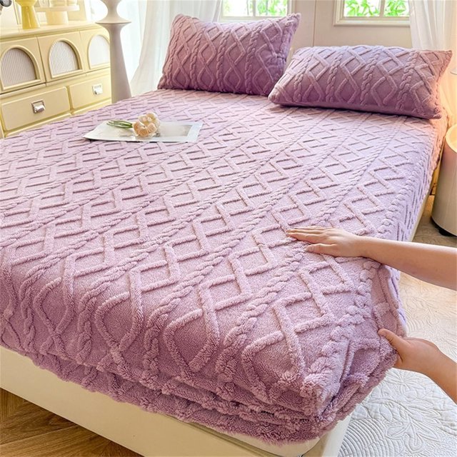 Elastic Bed Sheets, Elastic Bed Sheets Queen Size, Elastic Bed Sheets Quilted, Elastic Bedsheet, Elastic Bedsheets Queen Size Bed, Fuzzy Bed Sheets, Fluffy Sheets (Purple,King)