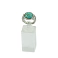 thumbnail image 2 of Anillo Zulema grande de turquesa verde con cabujón hueco de flor de filigrana Cobre y piedra preciosa azul turquesa, 2 of 6