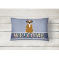 thumbnail image 2 of Carolines Treasures BB5697PW1216 Flashy Fawn Boxer Welcome Canvas Fabric Decorative Pillow, 2 of 3