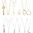 thumbnail image 1 of Juego de 12 collares colgantes largos con borlas en forma de Y, collar con barra circular de hojas para mujer, 1 of 5