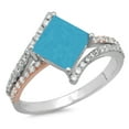 thumbnail image 2 of 2.3075 ct Princess Cut Simulated Turquoise Solitaire with Simulated Diamond Accents 14K White/Rose Gold Womens Engagement Ring, 2 of 4