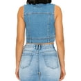 thumbnail image 4 of FashionMille Women Boxy Fit Washed Button Up Sleeveless Distressed Cropped Jean Denim Vest Jacket, 4 of 4