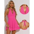 thumbnail image 2 of DARING DIVA Skater Ruffle Backless Slim Fit Short Mini Dress XS Hot Pink, 2 of 6