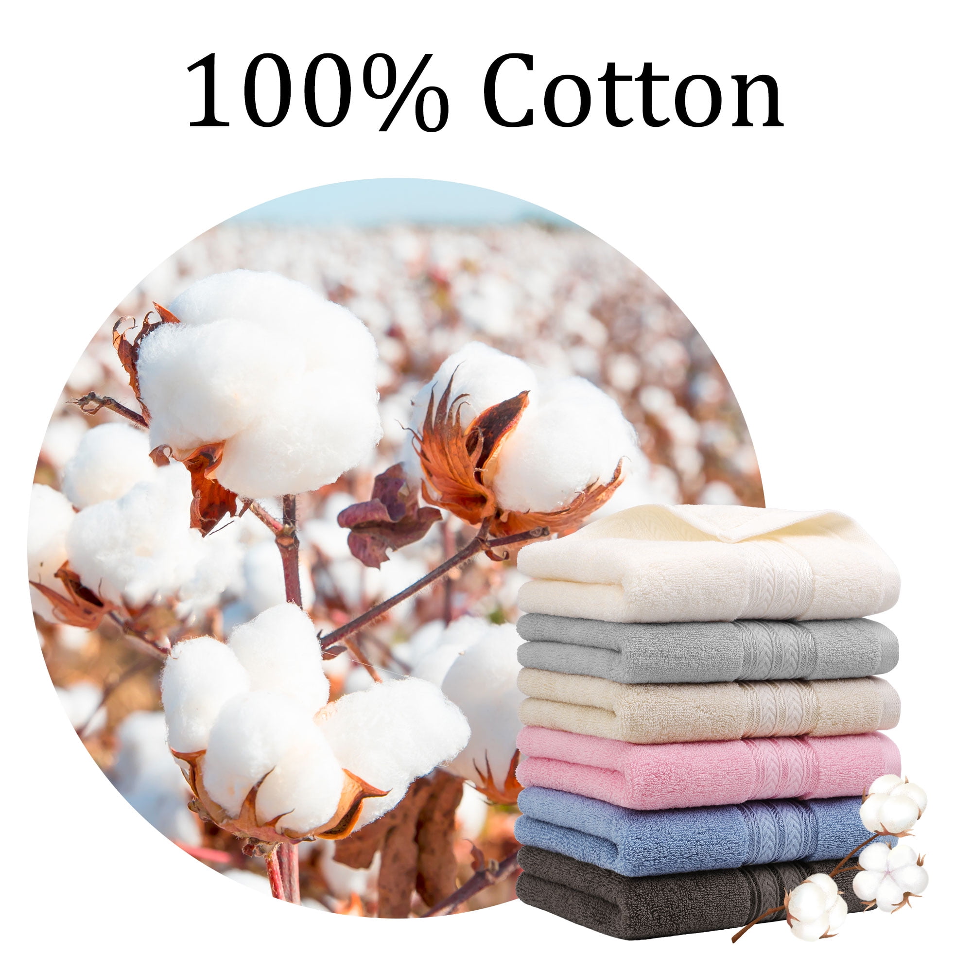 PiccoCasa 6PCS Cotton Soft Hand Towels Set for Bathroom 13" x 29" Mixed Color