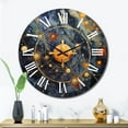 thumbnail image 3 of Designart "Blue Yellow Galactic Universe Celestial Beauty" Comets Oversized Wall Clock, 3 of 5