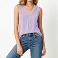 thumbnail image 6 of MORESEC Women Sleeveless V Neck Striped Pleated Tank Tops for Women Casual Basic Summer Beach Tee Shirts Vacation Fashion Clothes, Purple L, 6 of 7