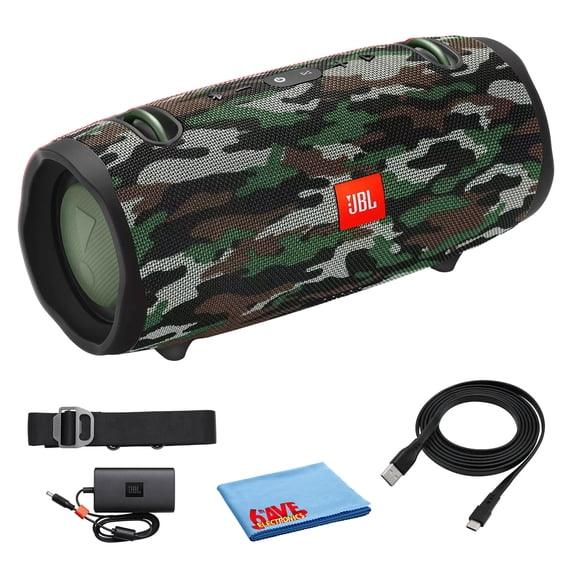JBL Xtreme 2 Portable Bluetooth Speaker, Waterproof IPX7, 15H Battery, Powerful Sound, Camouflage Bundle with Cleaning Cloth (International Model)