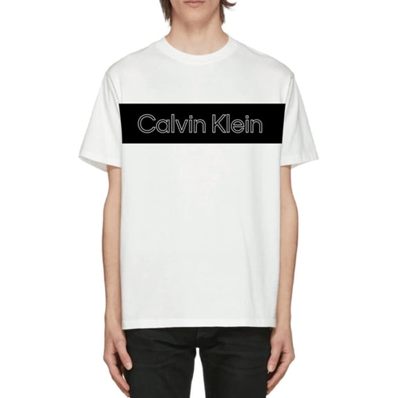 Calvin Klein Men's Iconic Block Logo T-Shirt - 40L6771 (Brilliant White 110, L)