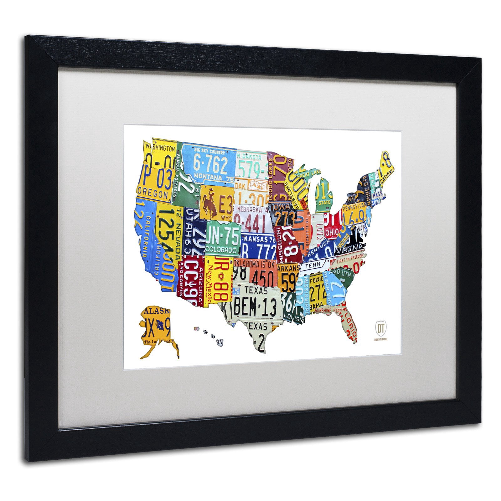 Trademark Fine Art 'License Plate Map USA 2' Canvas Art by Design Turnpike, Black Matte, Black Frame
