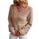 thumbnail image 1 of Suéter suelto para mujer, manga larga, cuello en V, suéter hueco informal, Top para otoño e invierno, naranja XL, 1 of 6