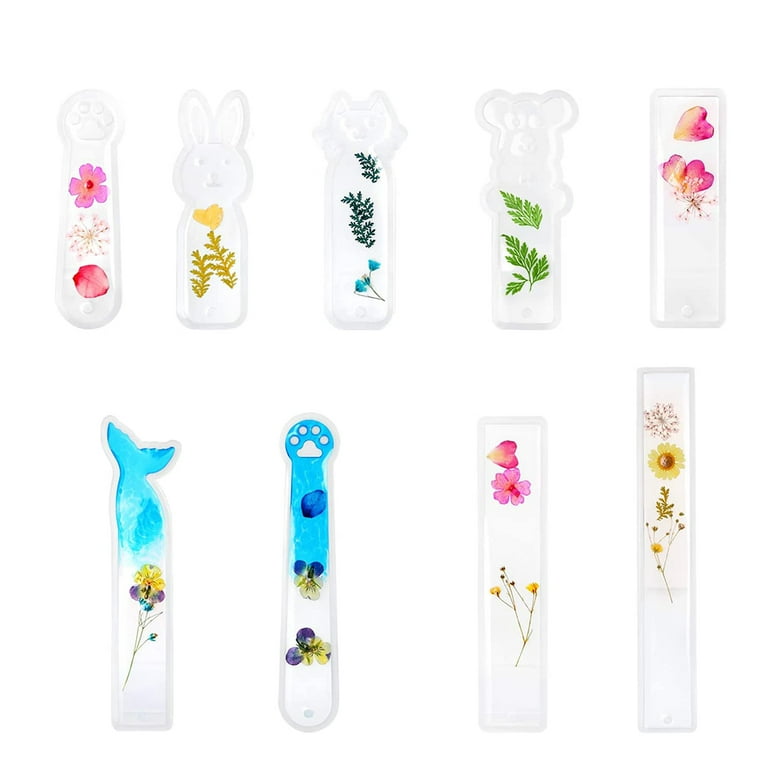 Coofit Bookmark Resin Molds Silicone 9pcs Creative Bookmark Mold Bookmark Epoxy Mold, White