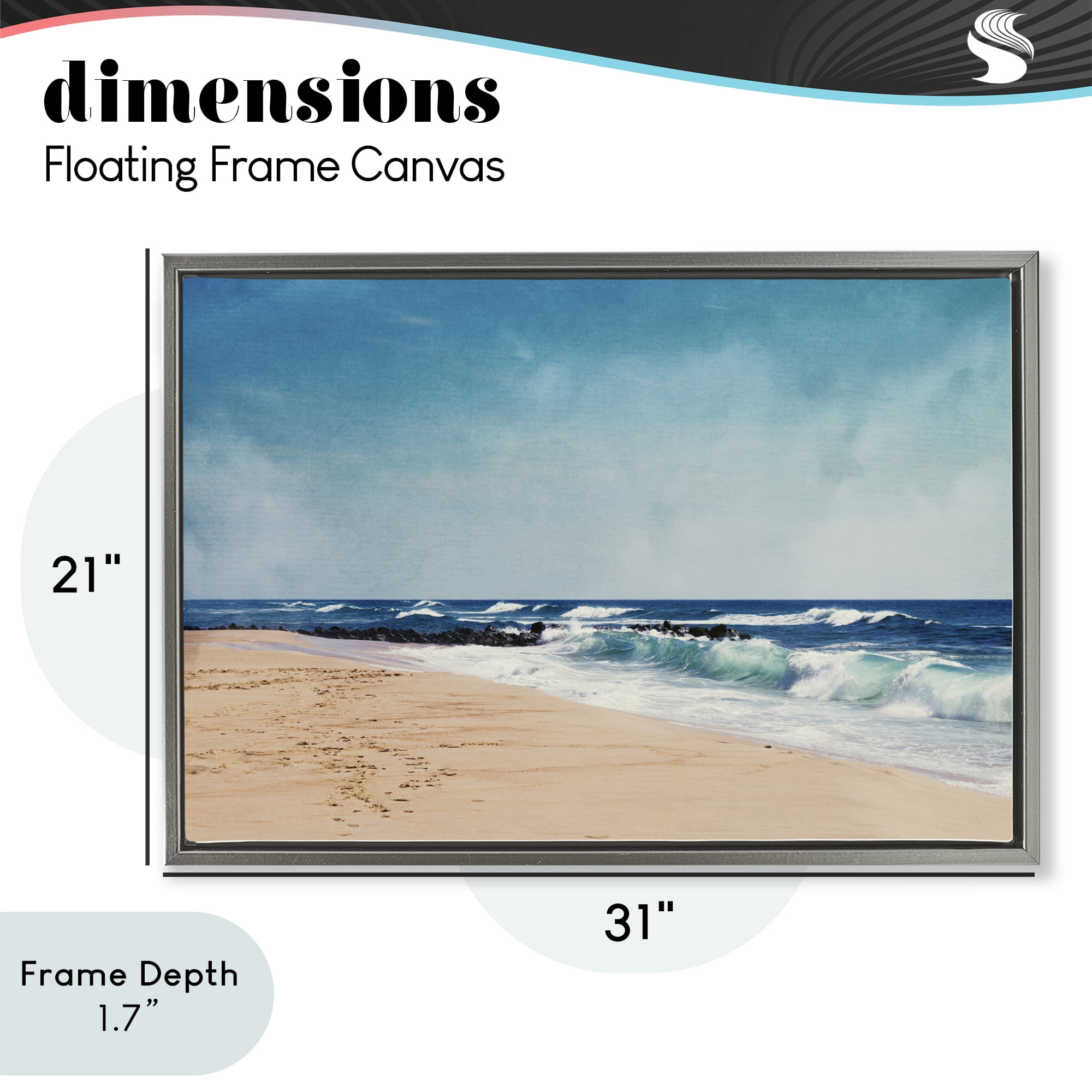 Stupell Industries Atlantic Waves Shoreline Gray Framed Floater Canvas Wall Art, design by Dirk Wüstenhagen
