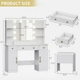 thumbnail image 6 of PUFFCAFE Vanity Desk with Mirror and Lights,Large Makeup Vanity Table Set with Drawers & Chair & Power Outlet,White Vanity for Bedroom, 6 of 6