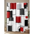 thumbnail image 4 of Shower Curtains Red White Geometric Art Bath Curtain Abstract Cube Line Waterproof Bathroom Shower Curtain Set with Hooks Decoration 72 x 84 Inches, 4 of 7