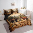 thumbnail image 2 of Manfei Sunset Bear Family 7-Piece Twin Bedding,Wooded Pine Grid Bedding Comforter Set,Brown,Black Reversible, 2 of 7