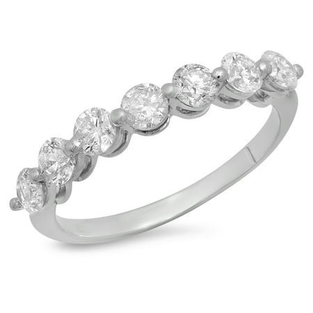 - Dazzlingrock Collection 1.00 Carat (ctw) 18K Round White Diamond 7 Stone Bridal Wedding Band Ring 1 CT, White Gold, Size 7.5