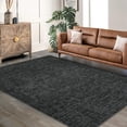 thumbnail image 2 of 5x7 Machine Washable Area Rug for Living Room Non-Slip Stain Resistant Modern Abstract Area Rug Contemporary Solid Foldable Accent Floor Carpet for Dining Room, Black, 2 of 7