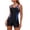 Blue, variant on Women's Athletic Swimsuit Crew Neck Print Patchwork One Piece Bathing Suit With Boyleg Shorts Slimming Swimwear (XL, White)