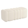 thumbnail image 1 of Contemporary Boucle Fabric Large Ottoman Bench - Ivory, 1 of 8