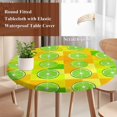 thumbnail image 3 of Green Lemon Plaid Round Tablecloth 45-54 Inch Round Fitted Table Cloth with Elastic Edge, Farmhouse Checkered Buffalo Summer Waterproof Table Cover Protector for Outdoor Picnic Party Dining, 3 of 6