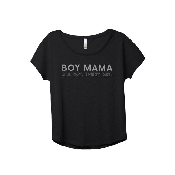 Boy Mama All Day Every Day Women's Fashion Slouchy Dolman T-Shirt Tee Heather Black 3X-Large