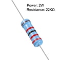 thumbnail image 2 of 30pcs Metal Film Resistors 22K Ω 2W 1%Tolerances 5 Color Bands, 2 of 4