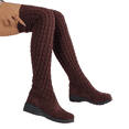 thumbnail image 2 of YOUYEDIAN Knee High Boots for Women Stretch Breathable Sock Booties Comfy Fashion Wedge Heel Shoes, 2 of 5