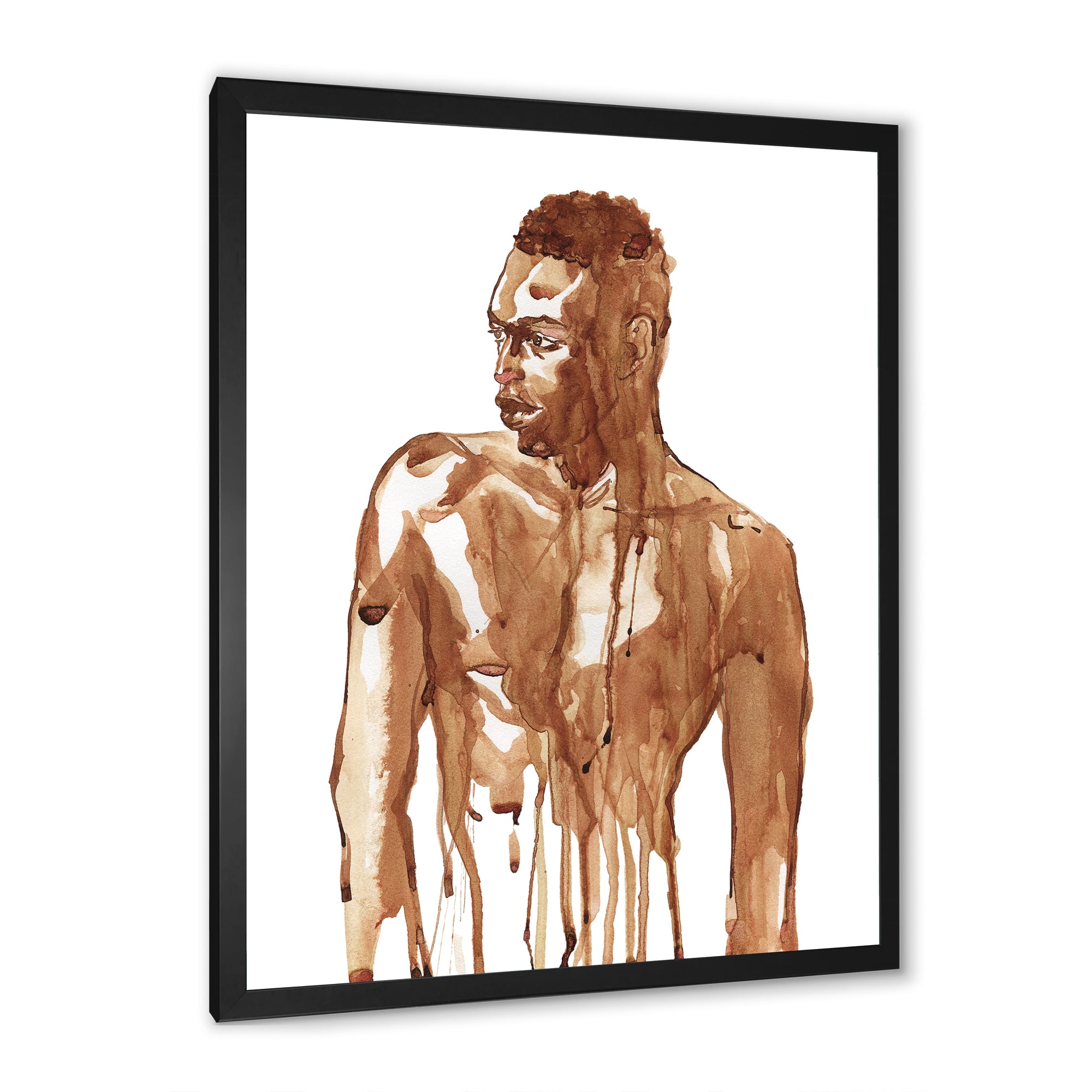 Designart 'Portrait of Handsome African Man On White II' Modern Framed Art Print