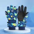 thumbnail image 4 of CUZIBR Kids Gloves Windproof Warm Thick Ski Gloves Waterproof Snowboarding Skating Cycling Comfortable Thermal Mittens For Snow Weather,Dark Blue,L, 4 of 6
