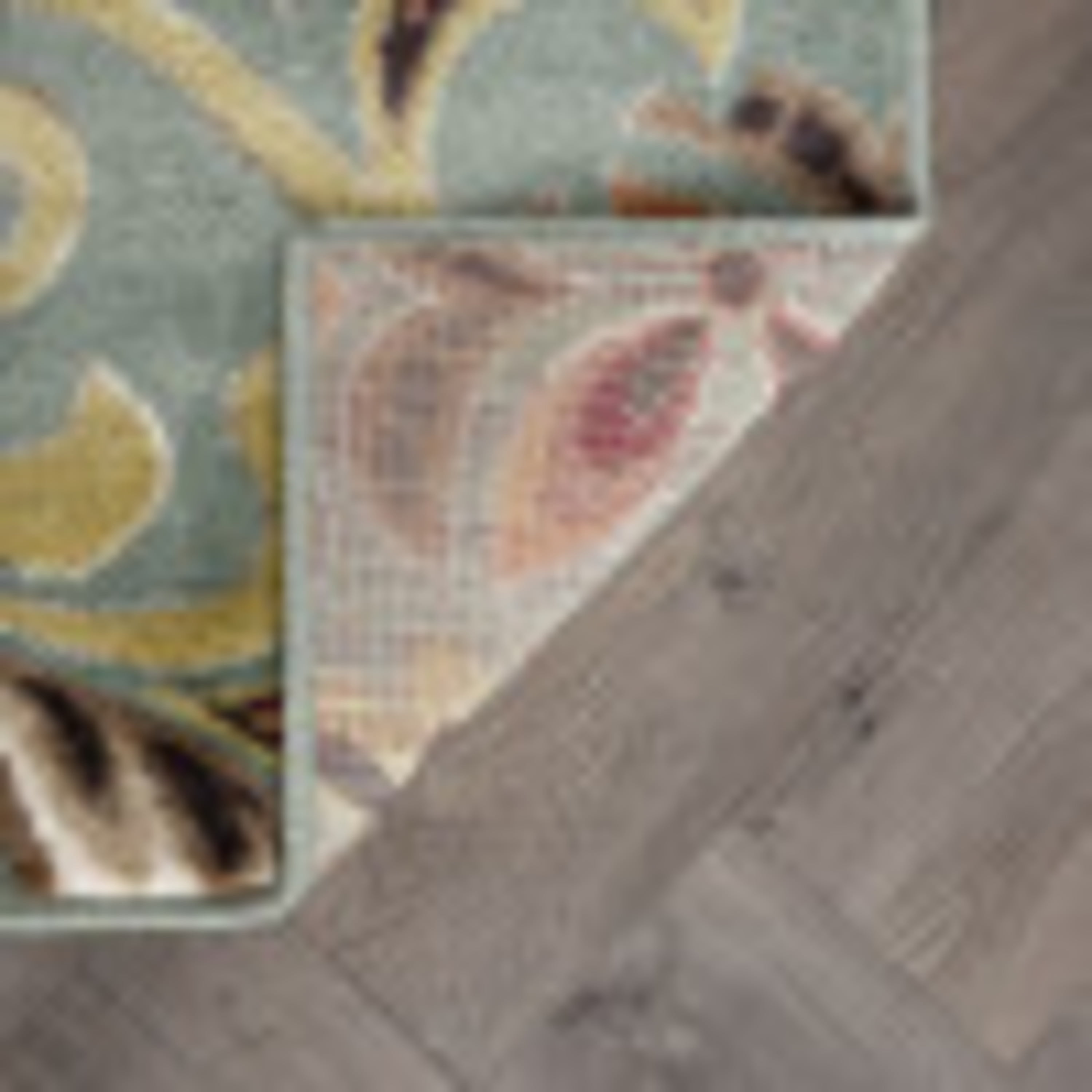 Deco Transitional 2' x 7.7' Seafoam and Red Polypropylene Indoor Area Rug