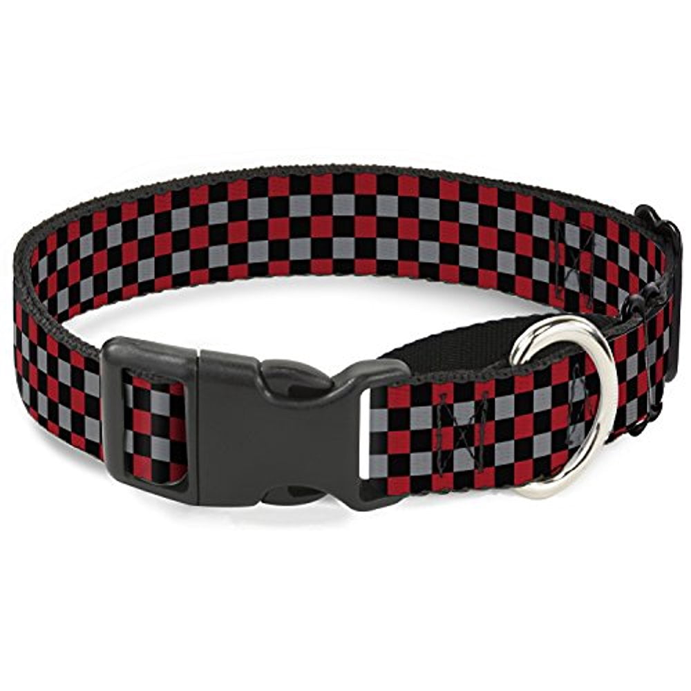 buckle-down mgc-w31387-l mini checker black gray 3 red martingale dog collar