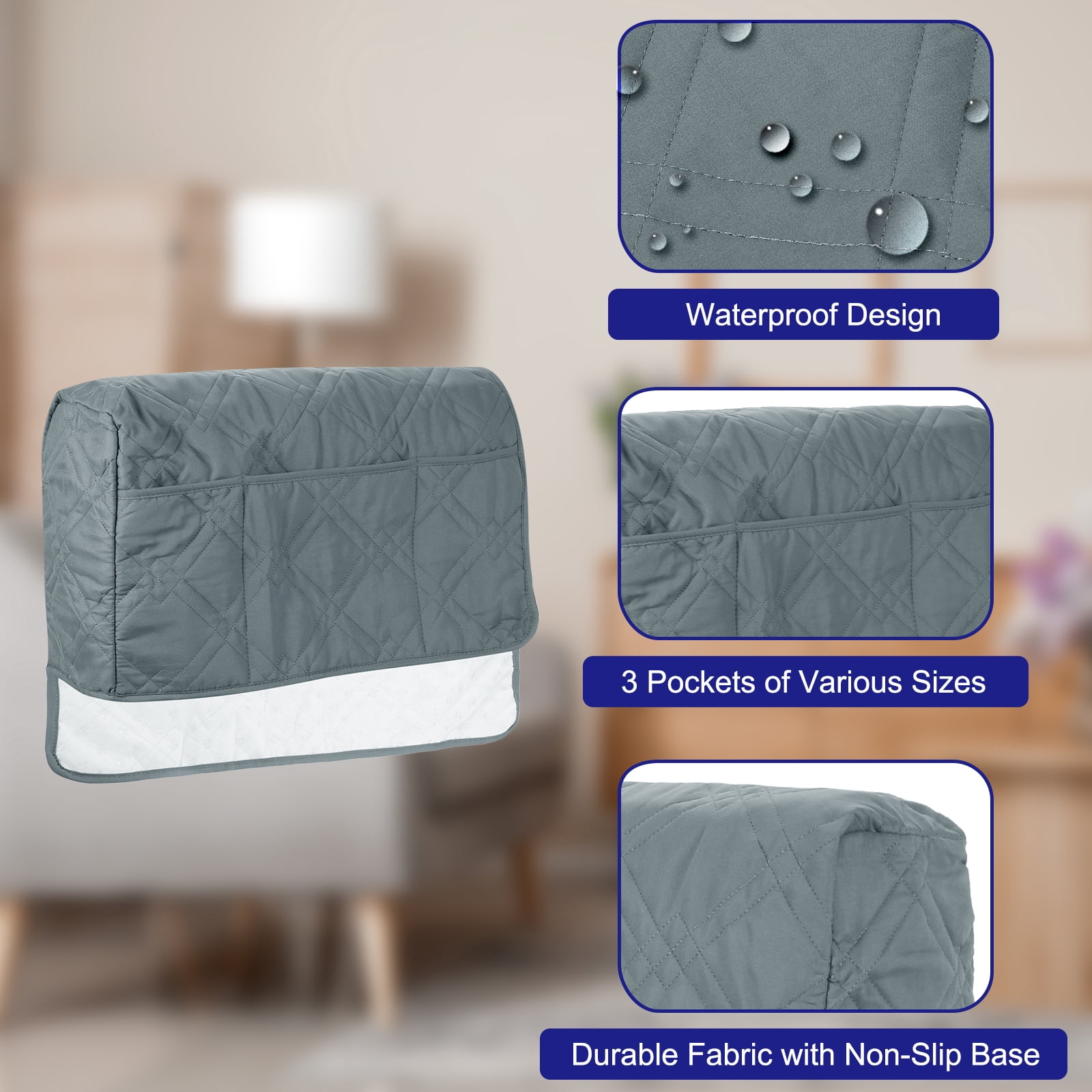 Unique Bargains Sofa Armrest Organizer Non-Slip Caddy Polyester Gray