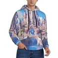 thumbnail image 2 of Rateoe Majestic Fantasy Castle Pattern Mens Hoodie, Pullover Hooded Sweatshirt, Kangaroo Pocket Hoodie Ideal for Daily Wear, Travel and Home-Small, 2 of 7