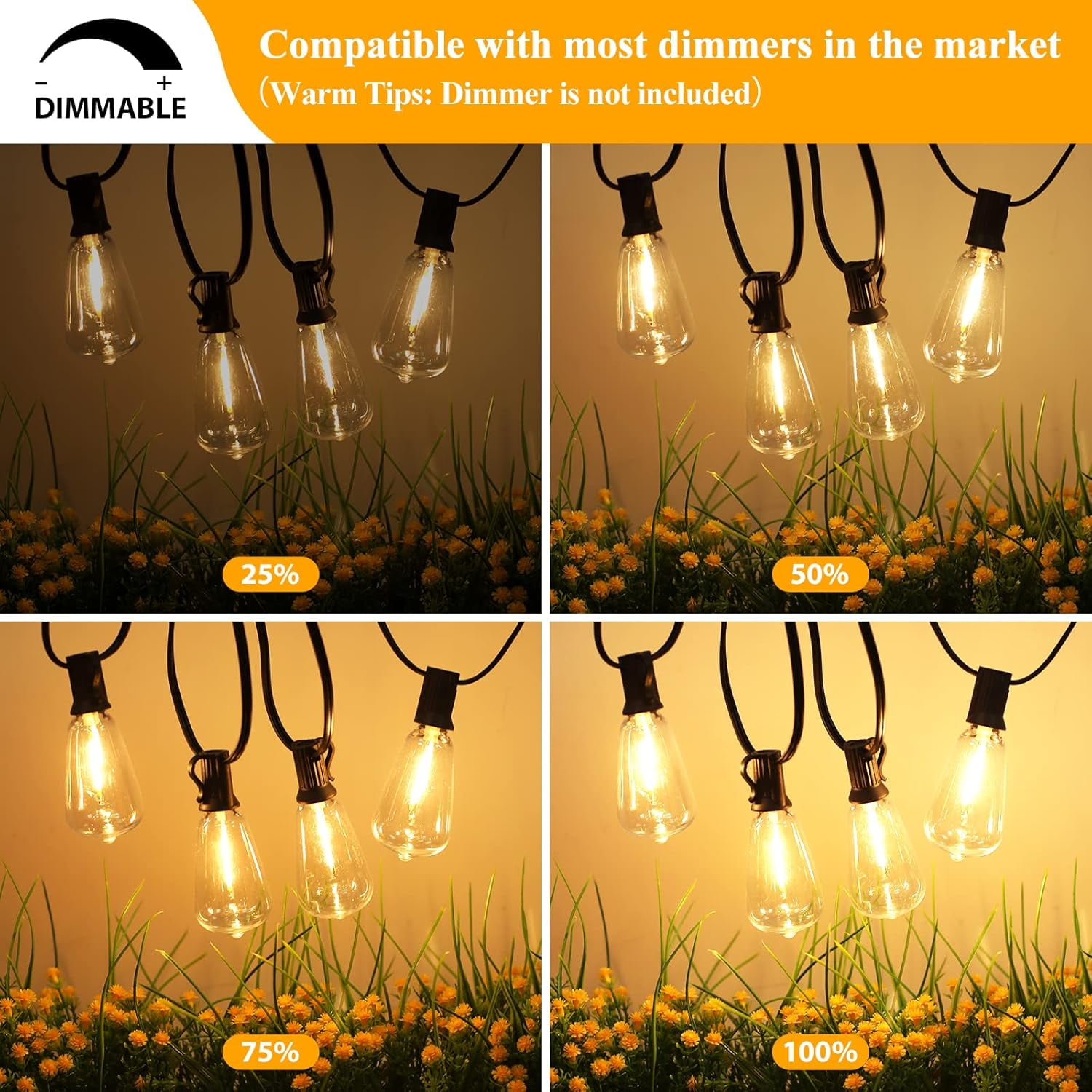 Nordic Hygge Outdoor String Lights, 50FT