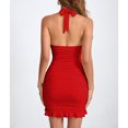 thumbnail image 3 of Women's Sexy Halter Neck Ruched Bodycon Dress, 3 of 5