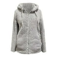 thumbnail image 4 of Lixiuxyad Casual Loose Womens Fleece Jackets Solid Zip Up Coats Long Sleeve Fuzzy Hooded Jacket Outerwear With Pockets Gray, 4 of 4