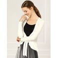 thumbnail image 2 of Women's Tie Front Metallic Ruffled Long Sleeve Open Cardigan, 2 of 6