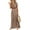 Brown, variant on Women's Printed V Neck Short Sleeve Maxi Dress Belted with Pockets Plus Size Full Length 100% Polyester Fabric Comfort