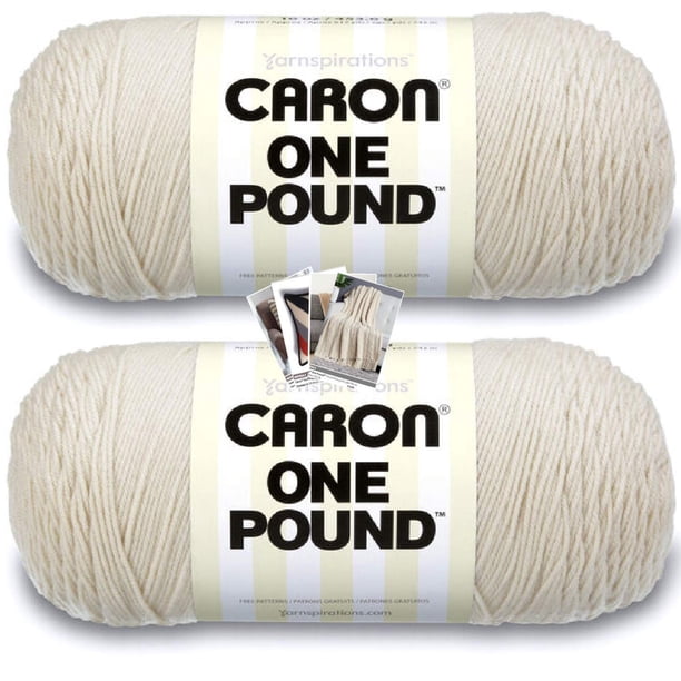 Noyiyu Caron One Pound Yarn - Paquete De 2 Con Tarjetas De Patrón En Color (Blanco Roto)