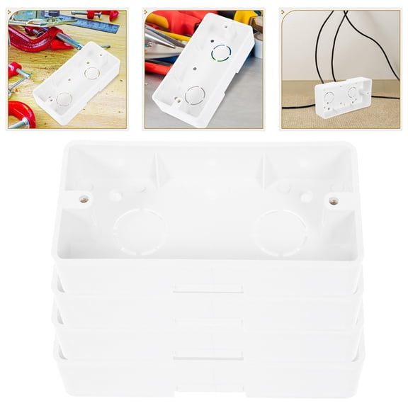 LOLIPPYY 4Pcs Durable White Electrical Box for Surface Mounting Switches and Outlets in Homes