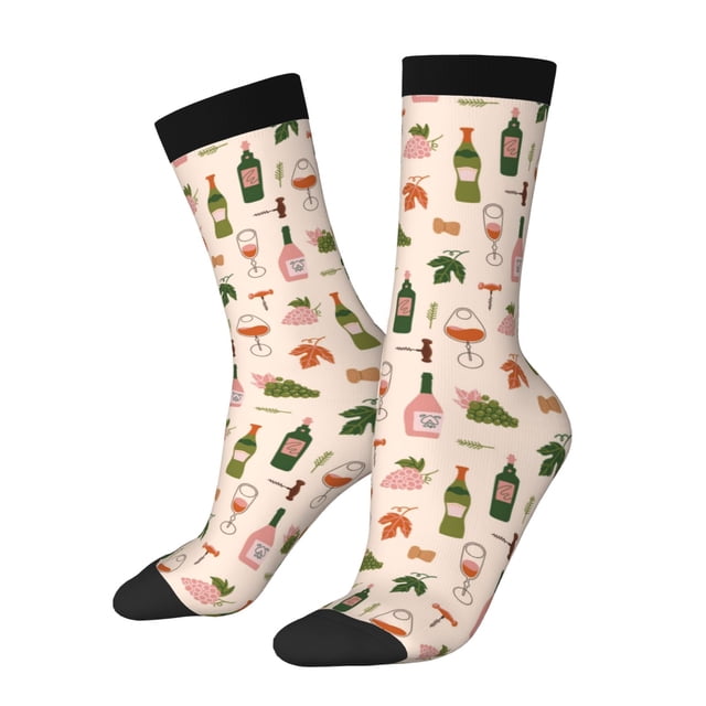Balery Wine Bottles With Grapes Calcetas Largas con Estampado para Hombre y Mujer – Suaves y Transpirables, Talla Única (US 5-11)