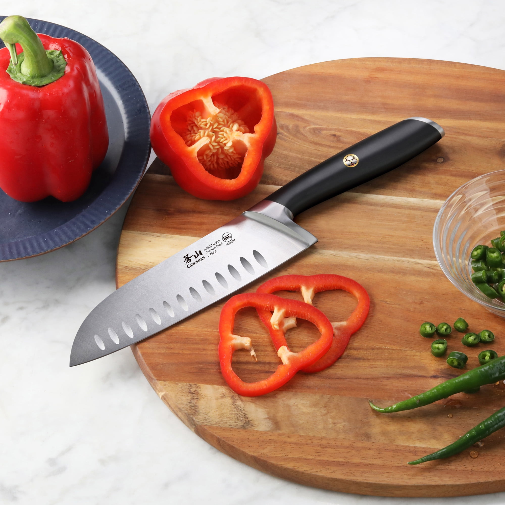 Cangshan L Series 1026894 German Steel Forged 7" Santoku Knife, Black