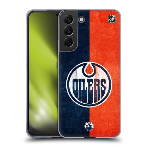 Head Case Designs Officially Licensed NHL Edmonton Oilers Half Distressed Soft Gel Case Compatible with Samsung Galaxy S22+ 5G