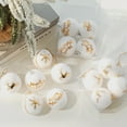 thumbnail image 3 of LSLJS 6Pcs Christmas Tree Ball Ornaments - 2.36" White Flocked Christmas Balls with Gold Stamping Reindeer Snowflake Shatterproof Sparkling Christmas Tree Letter Pendants Xmas Hanging Bauble Sphere, 3 of 4